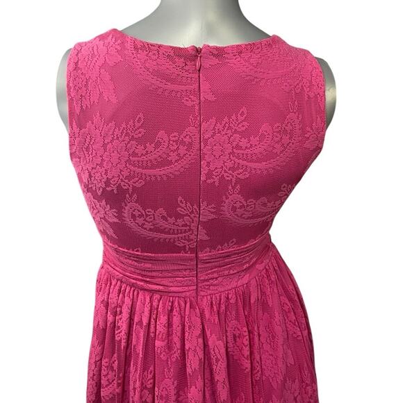 Newport News Women's Pink Lace Fit Flare Dress Empire Waist Size 6P Magenta - Picture 4 of 9